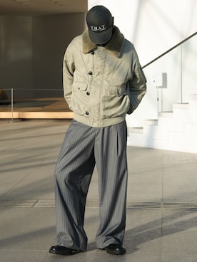 「アイテム（ミリタリージャケット）」を使った、  風早ゆうたさん（メンズ・184cm）の冬コーディネート