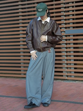 「アイテム（MA-1）」を使った、  風早ゆうたさん（メンズ・184cm）の秋コーディネート