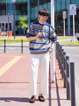 「PUBLIC TOKYO（パブリックトウキョウ）のアイテム（パンツ）」を使った、  風早ゆうたさん（メンズ・184cm）の夏コーディネート