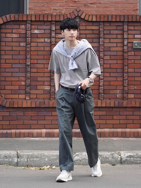 「UNIVERSAL OVERALL（ユニバーサルオーバーオール）のアイテム」を使った、  風早ゆうたさん（メンズ・184cm）の夏コーディネート
