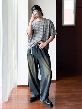 「アイテム（帽子）」を使った、  風早ゆうたさん（メンズ・184cm）の夏コーディネート
