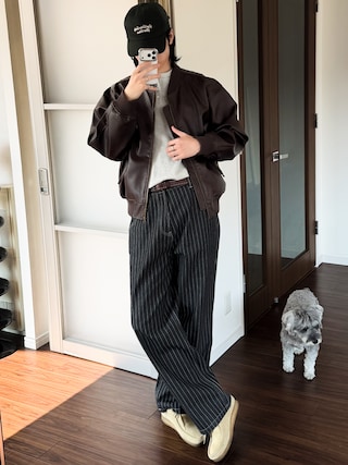 「Halcyon Belt Company（ハルシオン ベルト カンパニー）のHALCYON B.C: STUDS BELT 28mm スタッズ ベルト（ベルト）」を使った、  風早ゆうたさん（メンズ・184cm）の春コーディネート