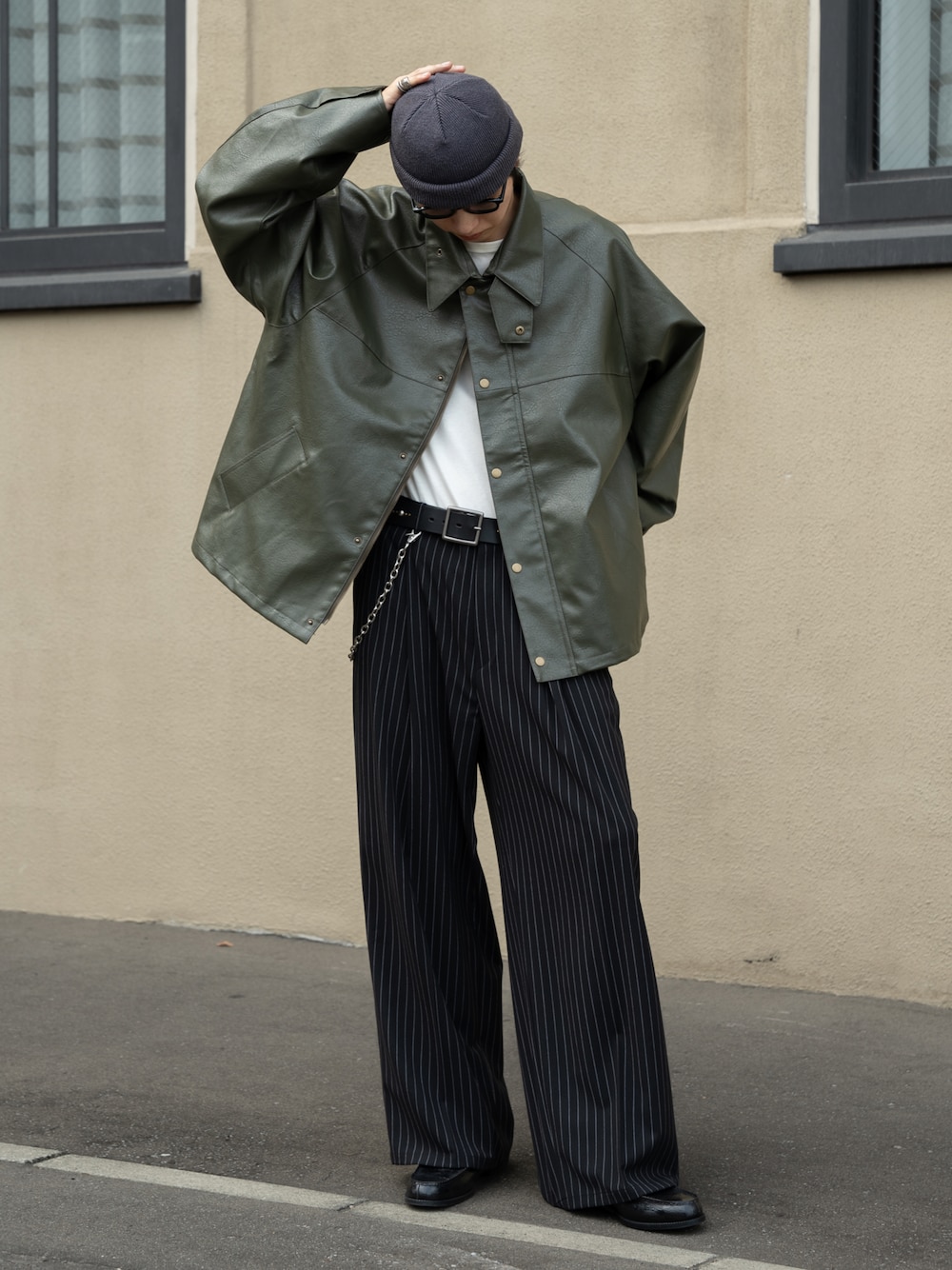 【Chikashitsu +】stripe tuck slacks Mサイズ 受注制【Chikashitsu +】stripe tuck slacks / 【チカシツプラス