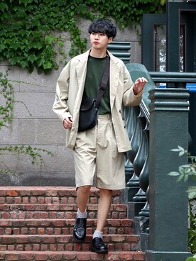 「Paraboot（パラブーツ）の【Paraboot】CHAMBORD　パラブーツ　シャンボード（ドレスシューズ）」を使った、  風早ゆうたさん（メンズ・184cm）の夏コーディネート