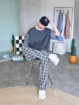 「BEAMS PLUS（ビームスプラス）のアイテム」を使った、  風早ゆうたさん（メンズ・184cm）の夏コーディネート
