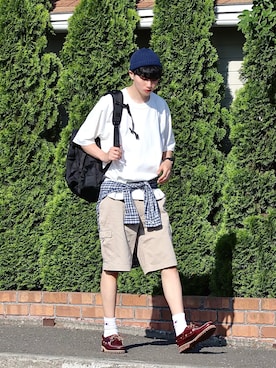 「CASIO（カシオ）のアイテム（アナログ腕時計）」を使った、  風早ゆうたさん（メンズ・184cm）の夏コーディネート