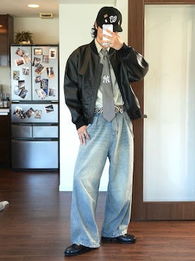 「アイテム（MA-1）」を使った、  風早ゆうたさん（メンズ・184cm）の夏コーディネート