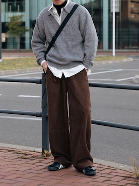 「スキッパーニット」｜  風早ゆうたさん（メンズ・184cm）の冬コーディネート