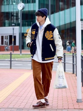 「Timberland（ティンバーランド）のTimberland / 3-EYELET CLASSIC LUG（ブーツ）」を使った、  風早ゆうたさん（メンズ・184cm）の冬コーディネート