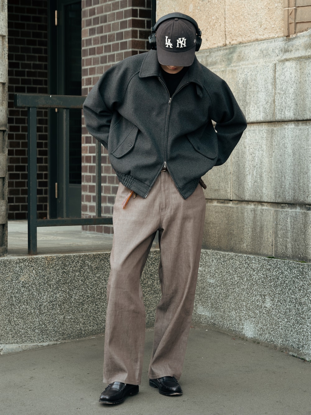 ダブルジップ メルトンハリントンジャケット チンストラップ付きを使っ