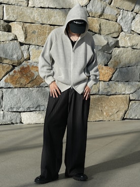 「アイテム（キャップ）」を使った、  風早ゆうたさん（メンズ・184cm）の冬コーディネート