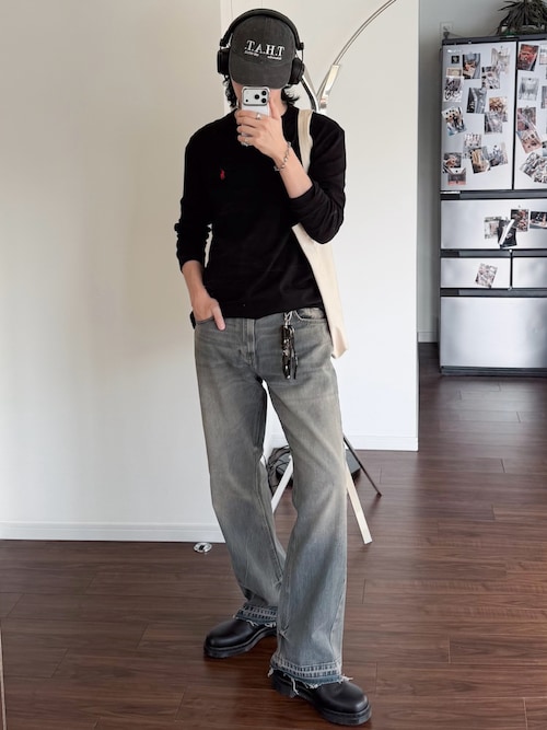 「Dr. Martens(ドクターマーチン)のDr. Martens/ドクターマーチン 2976 MONO チェルシー ブーツ 25685001(ブーツ)」を使った、 風早ゆうたさん(メンズ・184cm)の春コーディネート