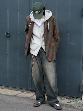 「アイテム（キャップ）」を使った、  風早ゆうたさん（メンズ・184cm）の秋コーディネート