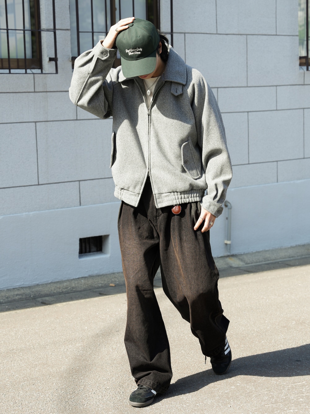 bleme ダブルジップ メルトンハリントンジャケット チンストラップ付き Bleme ブルゾン アウター ダブルジップ メルトンハリントンジャケット