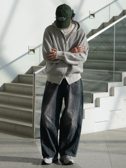 ウール混 ダブルジップ 2トーン ニットパーカー（パーカー）｜Bleme