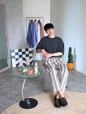「SHIPS any（シップス エニィ）のアイテム（パンツ）」を使った、  風早ゆうたさん（メンズ・184cm）の夏コーディネート