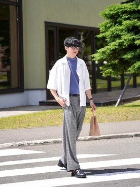 「tk.TAKEO KIKUCHI（ティーケータケオキクチ）のアイテム（パンツ）」を使った、  風早ゆうたさん（メンズ・184cm）の夏コーディネート