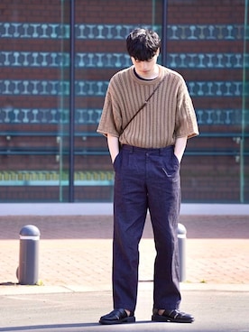 「INTER FACTORY（インターファクトリー）のアイテム（シューズ）」を使った、  風早ゆうたさん（メンズ・184cm）の春コーディネート