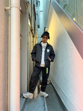 「schott（ショット）のアイテム（ナイロンジャケット）」を使った、Chijiさん（メンズ・171cm）の冬コーディネート