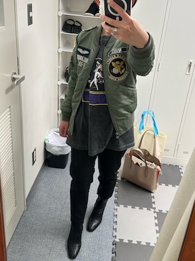 「ロックコーデ」｜「アイテム（MA-1）」を使った、natsUKiさん（レディース・151cm）の春コーディネート