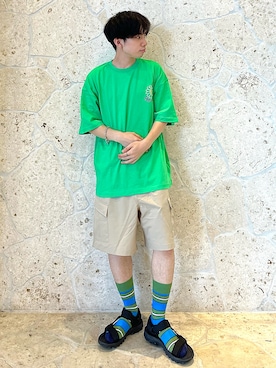 「CAMP7（キャンプセブン）のアイテム（サンダル）」を使った、naokiさん（メンズ・161cm）の夏コーディネート