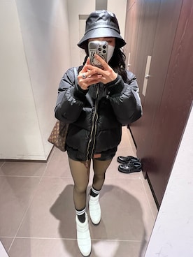 「GRL（グレイル）のアイテム（ハット）」を使った、annmancheeesさん（レディース・156cm）の冬コーディネート