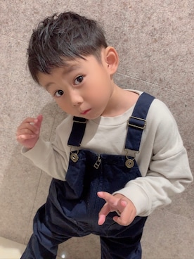 「coen（コーエン）のアイテム（オールインワン・サロペット）」を使った、arata rikuto【兄弟code】さん（キッズ・110cm）の夏コーディネート