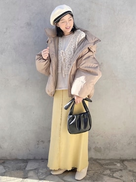 「HONEYSUCKLE ROSE（ハニーサックルローズ）のアイテム（その他アウター）」を使った、tingtingさん（レディース・153cm）の冬コーディネート