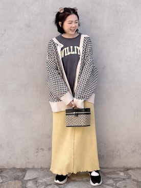 「tiptop（ティップトップ）の前後2wayニットカーディガン（カーディガン/ボレロ）」を使った、tingtingさん（レディース・153cm）の冬コーディネート