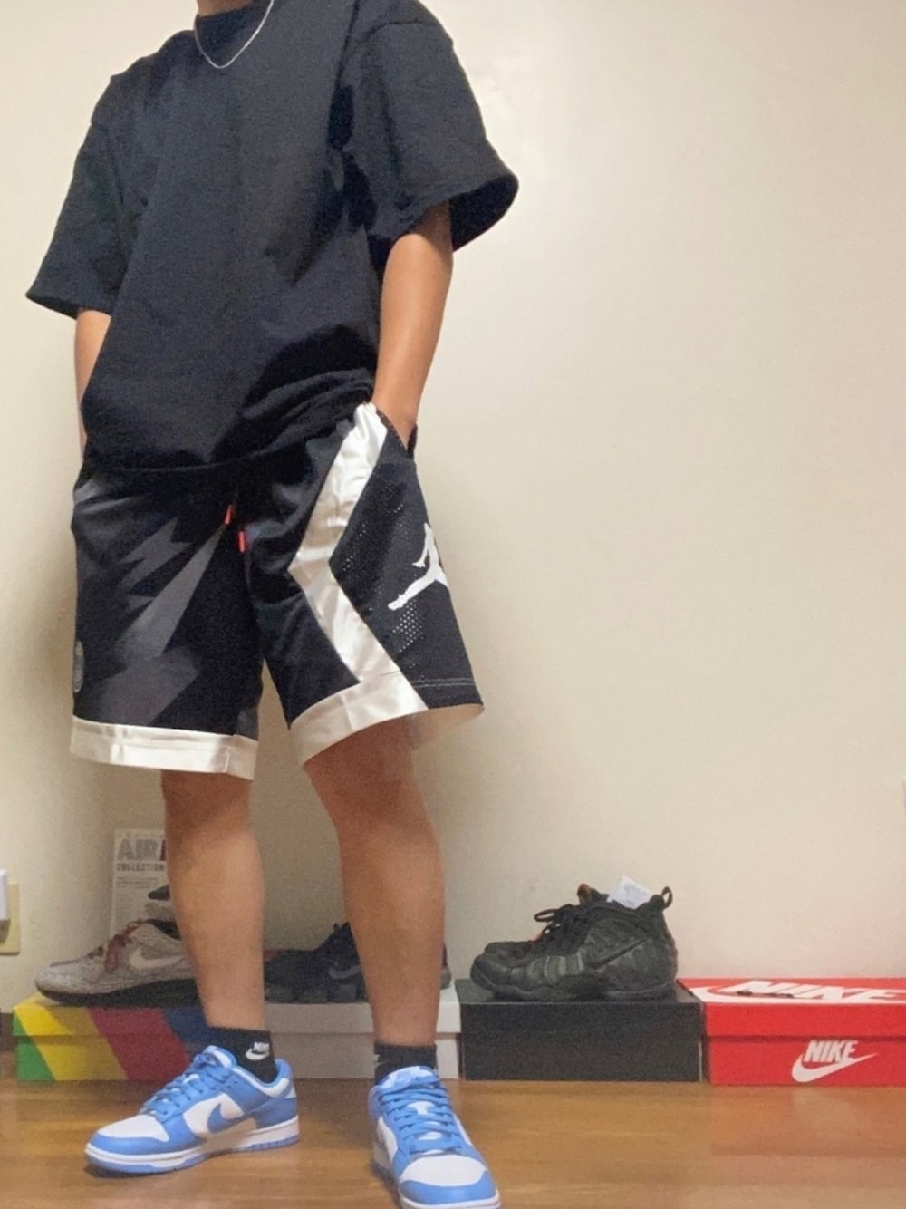 「夏コーデ、PROCLUB、古着、スニーカー、服好きな人と繋がりたい、バスパン、DUNK、ダンク」｜「NIKEのアイテム（その他パンツ、ブラック系）」を使った、TＫさん（メンズ・165cm）の夏コーディネートの1枚目の写真