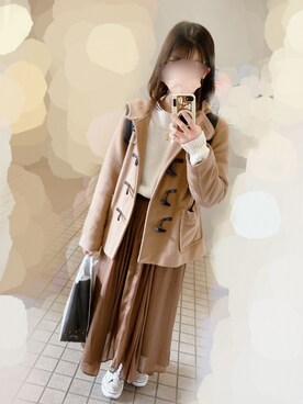 「chocol raffine robe（ショコラフィネローブ）のアイテム（ジャケット/アウター）」を使った、min*自己満メモさん（レディース・155cm）の冬コーディネート