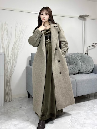 「Elishe（エリシェ）の2WAYシャギースタンドカラーコート（ステンカラーコート）」を使った、Harukaさん（レディース・158cm）の冬コーディネート