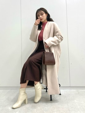 「earth music&ecology（アースミュージックアンドエコロジー）のアイテム（ジャケット/アウター）」を使った、Harukaさん（レディース・158cm）の冬コーディネート