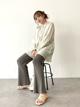 「スリットパンツ」｜「アイテム（その他）」を使った、Harukaさん（レディース・158cm）の夏コーディネート