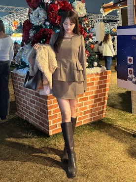 「アイテム（チョーカー）」を使った、Harukaさん（レディース・158cm・20代）の冬コーディネート