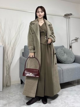 「アイテム（チョーカー）」を使った、Harukaさん（レディース・158cm）の冬コーディネート