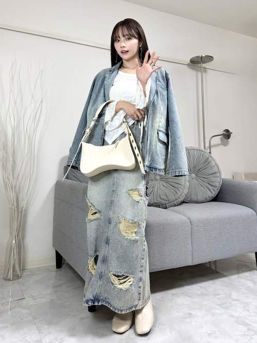 ◆FASHION NOVA◆サイドオープン カットアウト デニム スカート MURUA デニムスカート デニムフロントオープンロングスカート