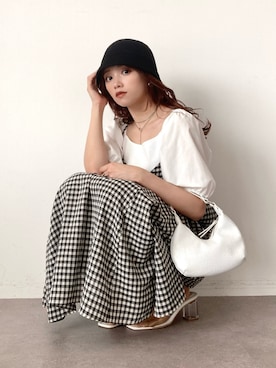 「サーモハット」｜Harukaさん（レディース・158cm）の夏コーディネート