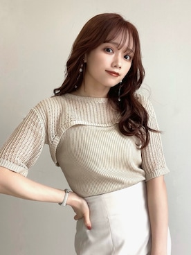 「デザイントップス」｜「アイテム（その他）」を使った、Harukaさん（レディース・158cm）の春コーディネート