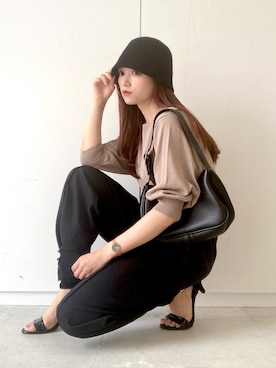 「サーモハット」｜Harukaさん（レディース・158cm）の夏コーディネート