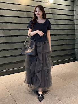 「アイテム（イヤリング）」を使った、Harukaさん（レディース・158cm）の春コーディネート