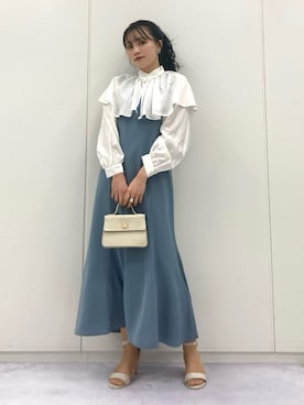「サックスブルー」｜「アイテム（その他）」を使った、Harukaさん（レディース・158cm）の冬コーディネート