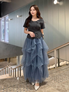 「Aunt Marie's（アントマリーズ）のラウンドフォルムチョーカー / ネックカフ（チョーカー、シルバー系）」を使った、Harukaさん（レディース・158cm）の春コーディネート