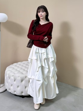 「アイテム（チョーカー）」を使った、Harukaさん（レディース・158cm）の秋コーディネート