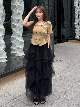 「アイテム（チョーカー）」を使った、Harukaさん（レディース・158cm）の夏コーディネート