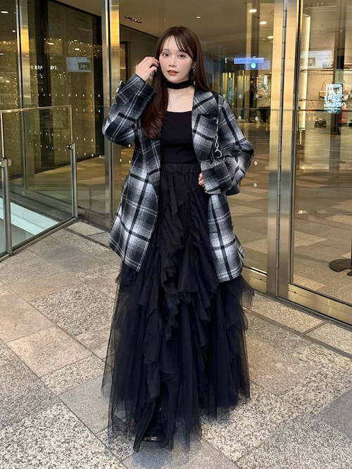 2WAYチェックミドルコート（ステンカラーコート）｜Elishe（エリシェ