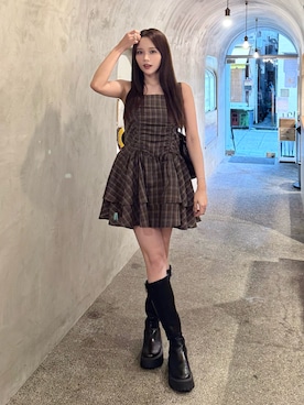 「アイテム（ブーツ）」を使った、Harukaさん（レディース・158cm）の夏コーディネート
