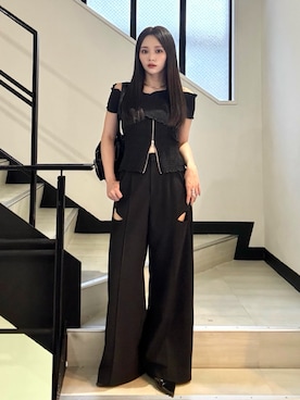 「アイテム（チョーカー）」を使った、Harukaさん（レディース・158cm）の夏コーディネート