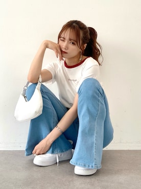 「デニムっていいよね」｜「アイテム（その他）」を使った、Harukaさん（レディース・158cm）の夏コーディネート