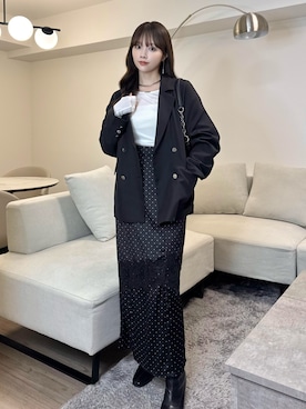 「アイテム（チョーカー）」を使った、Harukaさん（レディース・158cm）の秋コーディネート